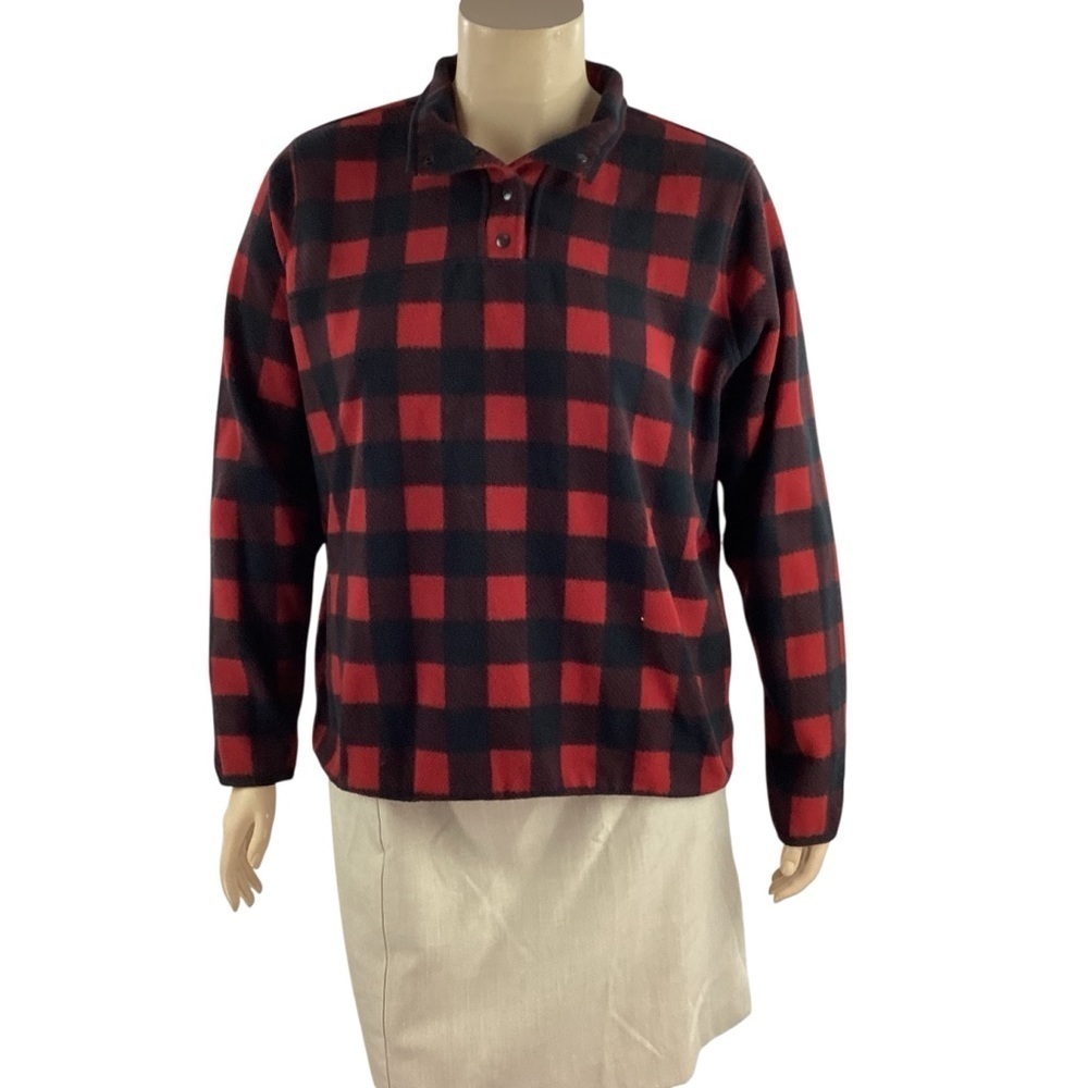 Duluth Trading Silver Bay Fleece Pullover Red Black Buffalo Plaid XXL
